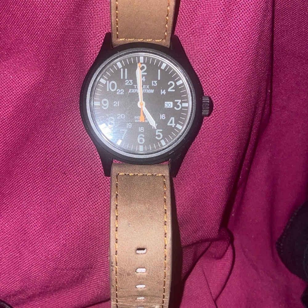 Timex Expedition Black Dial with Tan Strap Watch